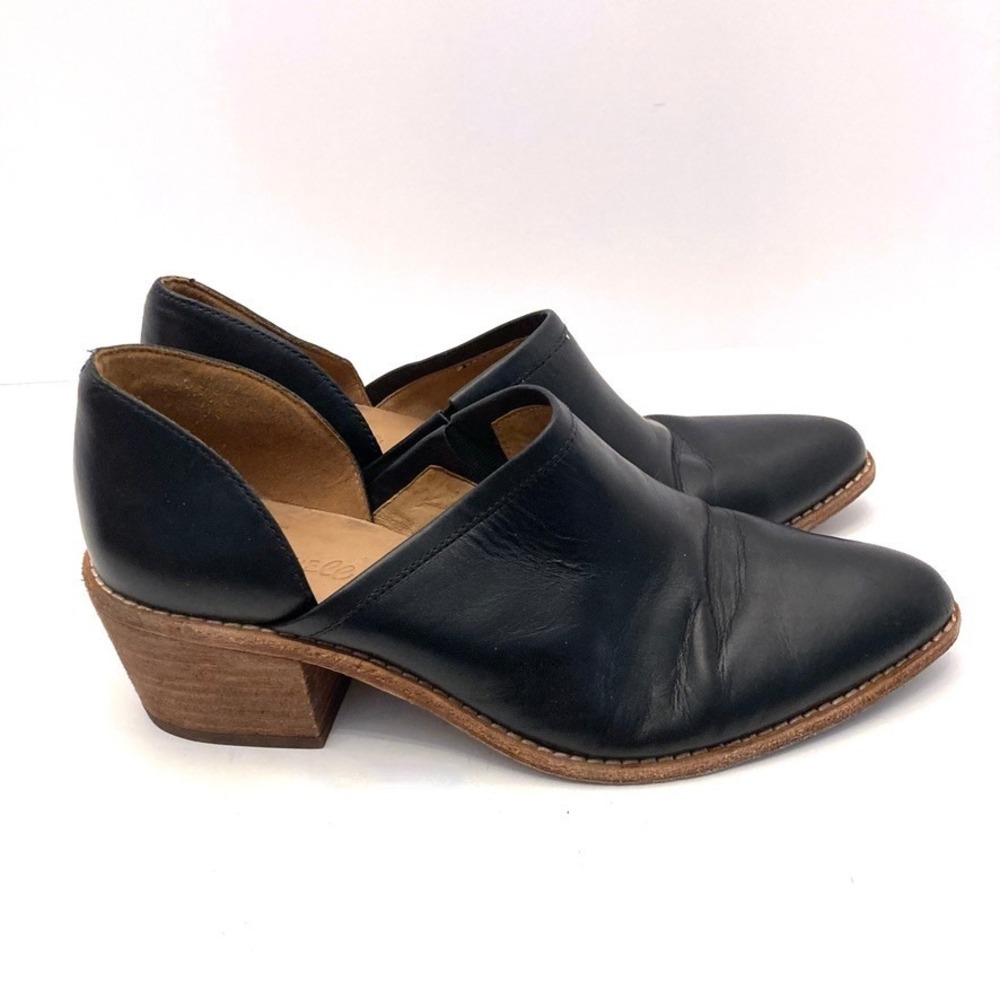Madewell The Brady Low Cut Bootie Black Leather Pointed Toe Womens 8 Slip On